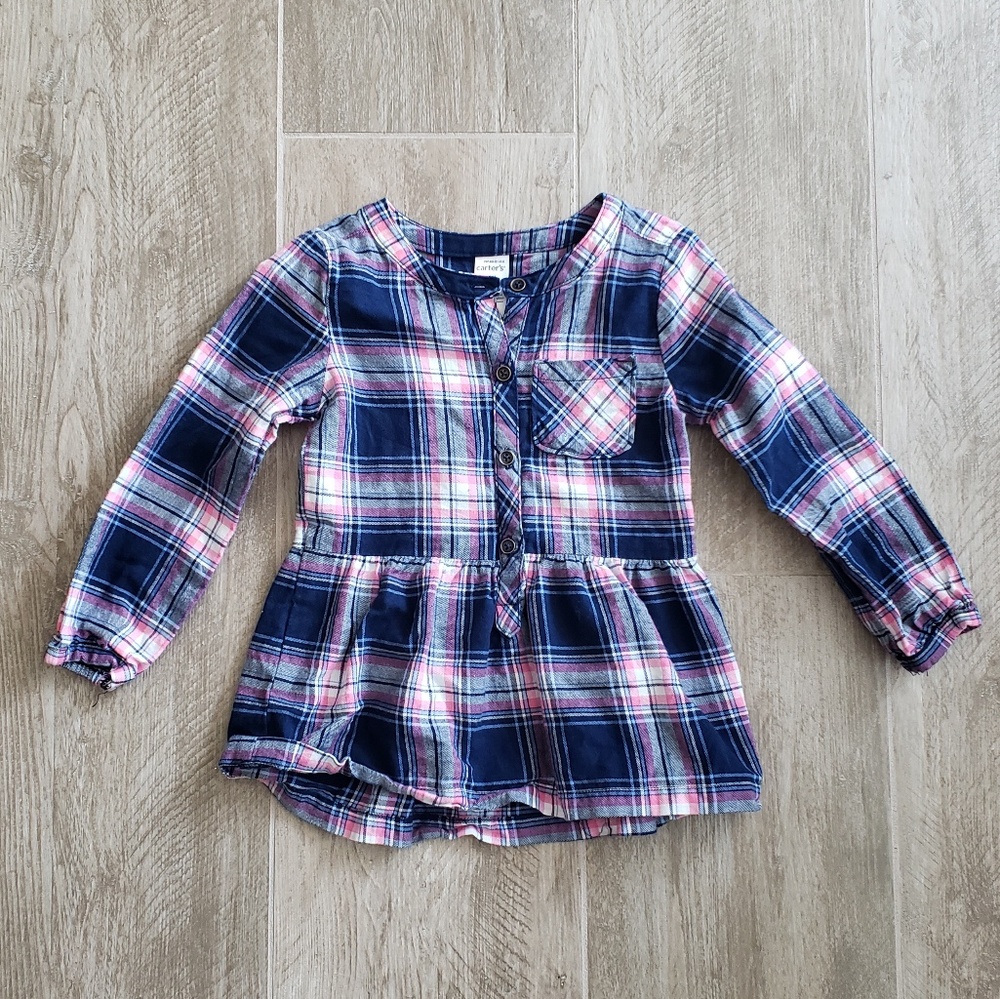 Girls Plaid Long Sleeve Top